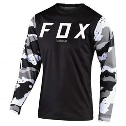 Z8wh Men's T-shirts Fox Mtb Road Jerseys Motocross Shirt Men Breathable Mountain Bike Long Sleeve Racing Quick-drying Cycling Jersey