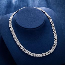 10mm Moissanite Chain 925 Sterling Silver Necklace Iced Out Hip Hop Jewellery Cuban Link