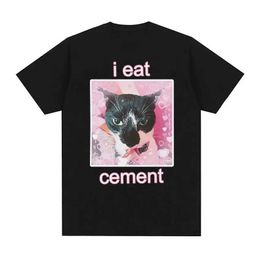 Men's T-Shirts Interestingly I Eat Cement Cat Model with Printed Patterns Street Leisure T-shirt Mens Loose and Breathable Cotton Fashion Hip Hop T-shirt S2452322