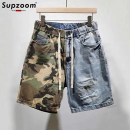 Men's Shorts Supzoom 2023 New Arrival Hot Sale Ulzzang Summer Pattern Length Zipper Fly Stonewashed Camouflage Patchwork Jeans Shorts Men J240522