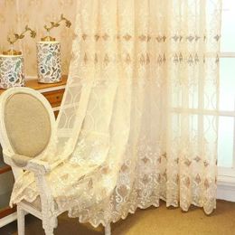 Curtain Nordic Curtains For Living Room Bedroom Luxury Embroidery Tulle Sheer Voile Fabric Golden Lace Window Screen Decor Custom