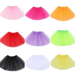 Skirts Skirts Girls Tulle Star Short Tutu Skirt Kids Glitter Dance Skirts for Girls glitter 3-layer thin sheets Pettiskirt childrens chiffon 2-8 WX5.21