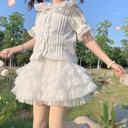 Skirts Harajuku Y2k Short Skirt Gothic Lace Tutu Women Lolita Mini Sexy Tulle Party Club Wear Summer