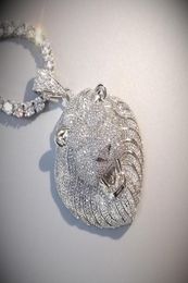 Bling Iced Out Necklace Micro Pave Cubic Zircon Lion Head Pendant for Men Women Gifts Luxury Hip Hop Jewellery 2009285724365