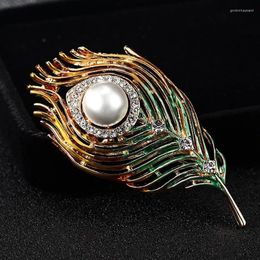 Brooches 12pcs/lot Men Jewellery Feather Brooch For Crystal Pin Pearl Christmas Hijab Accessories Women's Broches Pins