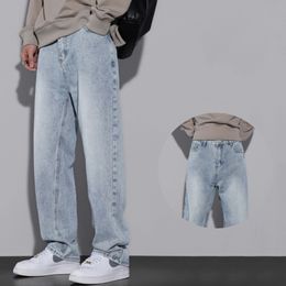 Spring Boys Designer Pants Straight Jeans Men Women Loose Casual Wide Leg Denim Long Pants Biker Pants Sports High Quality Streetwear Joggers Mens Jeans Asian M-3XL