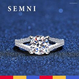 Cluster Rings SEMNI US Size 2.0CT Moissanite Diamond Ring For Women PT950 Plated 925 Sterling Silver Powerful Band Fine Jewelry Lover's Gift