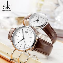 Shengke Couple Watch Men Women Watches Simple Quartz Reloj High Quality Relogio Masculino Business Clock Unisex Lover Watch Saat 267w