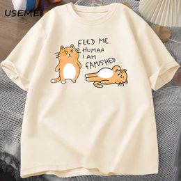 Tshirts Men Women Fuuny Cat Lovely Print T Shirt Summer Cotton Mens Casual Harajuku Oversized Male Clothing Tees 240513