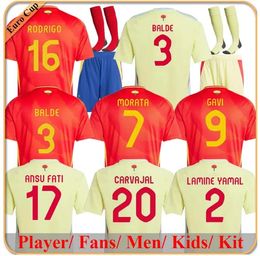 2024 Spain soccer jerseys 24 25 PEDRI MORATA FERRAN KOKE GAVI LAMINE YAMAL fans Player football shirts men kids kits LLORENTE ANSU FATI CARVAJAL OLMO Espana