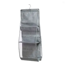 Storage Bags 6 Pockets Hanging Organizer Fabric Transparent Folding Purse Handbag Bag Clothing Tools Closet
