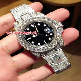 Best Quality Full Big Diamond Watch Iced Out Watch Automatic 40MM Men Waterproof silver Stainless Steel 3 Colour Face Big diamond Bezel 2483