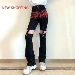 Women's Jeans Dark Academia Pants Cargo Women Sexy Hollow Out Trousers Female Fashion High Waist Casual Trouser Gothic Streetwear