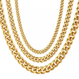 Mens Thick Golden Color Chains For Men 14K Gold Heavy Miami Cuban Link Chain Necklaces Male Hip Hop Jewelry