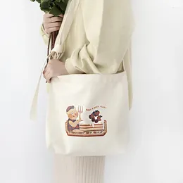 Shoulder Bags Women Original Leisure Canvas Bag Cute Pig Printing Female Cotton Cloth Eco Handbag Large Capacity Messenger