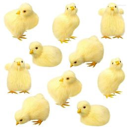 Decorative Figurines 10 Pcs Easter Baby Chicks Little Mini Chicken Stuffed Animal Small Chirping Plush Realistic Toy