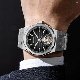 Wristwatches AESOP 2024 Real Flying Tourbillon Mechanical Skeleton Watch For Man Luxury Waterproof Sapphire Mirror Gradient 7057