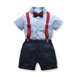 Clothing Sets Summer Baby Boy Formal Clothes Shirt Shorts Belt Children Outfit Elegant Gentleman Kids Set Short Sleeve Toddler
