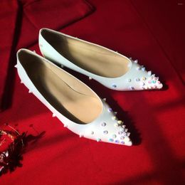 Casual Shoes Spring Tip With Raised Illusory Colour Rivets Flat Bottom Shallow Mouth Willow Clover Slim And Versatile Red