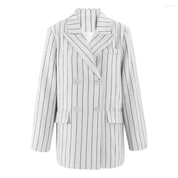 Women's Suits SuperAen 2024 Striped Suit Jacket Women Wild Cotton Fashion Long Sleeve Ladies Blazer Tops Casual Coat