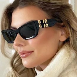 Sunglasses Fashion Rectangle 2024 Women Trendy Cat Eye Sun Glasses Female Designer Shades Eyewear Gafas De Sol
