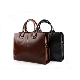 Mens Leather Briefcase Laptop Bags Travel Bag Soft Shoulder Bags Business Man Handbag Male Formal Briefcases 308D
