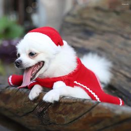 Dog Apparel 1 Set Christmas Pet Cat Cloak Suit Red And Hat Fabric Coat Clothing Home Decoration