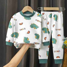 Pajamas Childrens Underwear Set Cotton New Cartoon Pattern Autumn Clothing Autumn Pants Cotton Boys Casual Clothing Baby Warm Girls Childrens Clothing WX5.21