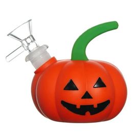 Colorful Pumpkin Shape Silicone Bong Pipes Kit Tobacco Glass Filter Bowl Spoon Handpipes Bubbler Portable Removable Easy Clean Hookah Smoking Cigarette Holder DHL