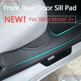 Other Interior Accessories New For Tesla Model 3Add Front Rear Door Sill Pad Welcome Pedal Threshold Strip 4Pcs Leather Model3 Highlan Otwhv