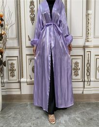 Shiny Satin Open Abaya Islamic Muslim Hijab Dress Loose Abayas for Women Dubai Turkey Arabic Kimono Cardigan Robe Morocco Kaftan1962960