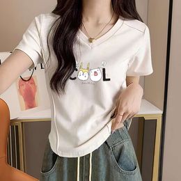 designer Womens top spicy girl versatile short sleeved round neck pleated elastic slim fit short T-shirt exposed navel top MO3P