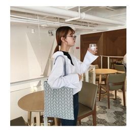 Shoulder Bags Women Canvas Bag Soft Cloth Fabric Handbag Large Capacity Students Books Eco Shopper Double-sided Use Tote