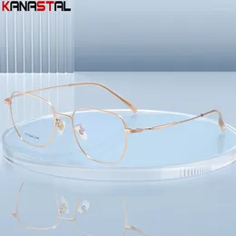 Sunglasses Frames Women Pure Titanium Square Eyeglasses Men Eyewear Optical Blue Light Blocking Lens Myopia Prescription Reading Glasses