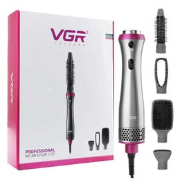 Hair Dryers VGR 4-in-1 Hair Removal Brush One Step Hair Removal Tool Volume Fluffy Hot Air Brush Straightener Curling Rod Styling Tool Q240522