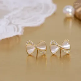 Stud Earrings Korean Romantic Sweet Exquisite Tiny Zirconia Bow For Women Earring Wedding Jewelry Pendant Accessories Gift