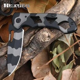 Camping Hunting Knives Mini folding knife stainless steel camouflage tactical knife outdoor camping survival knife portable pocket knife Q240522