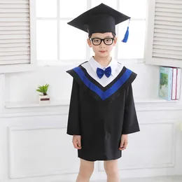 Girl Dresses Child Kids Boys Girls Preschool Kindergarten Graduation Gown With Bowknot Cap Set Tassel