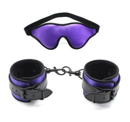 Sexy Black leather handcuffs with Blindfold eye mask BDSM Bondage Exotic Sets Bondage Sex Toys for Couples Adult Games Women1366612