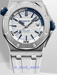 Aeipoi Watch Luxury Designer A touch of blue Offshore Series White Face Automatic Mechanical Watch Mens 15710ST