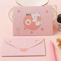 Gift Cards Greeting Cards Cute birthday wishes thank-you letter envelopes cute bear and rabbit postcards greeting cards Christmas gift decorations WX5.22