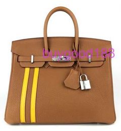 10A Biridkkin Designer Delicate Luxury Women's Social Travel Durable and Good Looking Handbag Shoulder Bag 25 Officier Gold Togo Yellow Leather