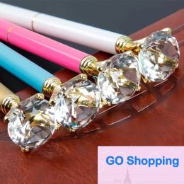 New Crystal Glass Kawaii Ballpoint Pen Big Gem Ball Pen With Large Diamond Fashion School Office Supplies