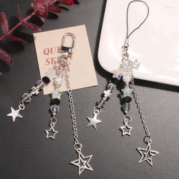 Keychains Goth Y2K Phone Charm Star Pearl Keychain Pendant Kawaii Key Chain Bag Beaded Cute Accessory For Girls Women Jewellery