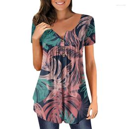 Women's T Shirts Autumn Fashion V-Neck Tunic Top Casual Clothes For Women Loose Short Sleeve Y2K Tops 2024 Versatile T-shirt