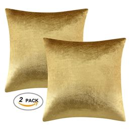 2 Packs Gold Decorative Cushions Covers Cases for Sofa Bed Couch Modern Luxury Solid Velvet Home Throw Pillows Covers Silver 220604559001