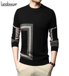 Fashion High End Designer Brand Mens Knit Black Wool Pullover Sweater Crew Neck Autum Winter Casual Jumper Mens Clothes 2111237843123