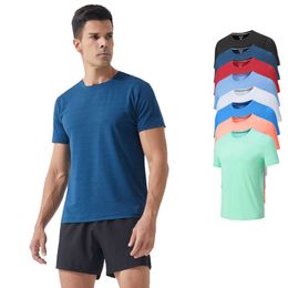 Men T-Shirts Lu Align Gym Workout Standard Fit Dryfit Athletic Running Sports Wear Compression Gym Men's Muscle Fiess Clothes Polyester F