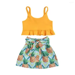 Clothing Sets Toddler Kids Baby Girls Solid Vest Tops Pineapple Skirts Summer Outfits Set Girl Twin
