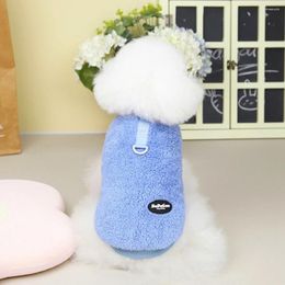 Dog Apparel Winter Coat Warm Plush Jackets Soft Home Wear Vest Sweater With Leash Buckle For Outdoor Walking Pet Clothes